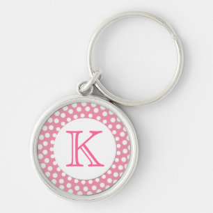 Porte-clés Porte - clé rose et blanc de monogramme