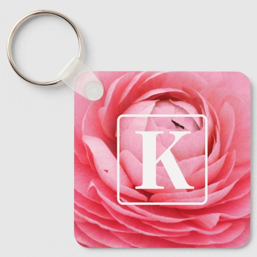 Porte-clés Porte - clé rose Fleur avec Monogramme (Recto)