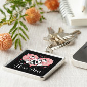 Porte-clés Porte - clé rose personnalisé de crâne d'arc (Côté)