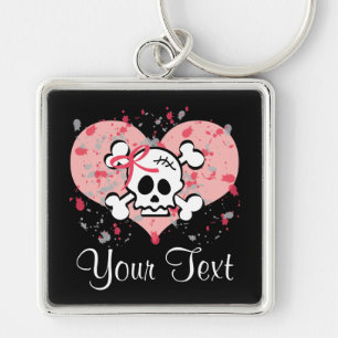 Porte-clés Porte - clé rose personnalisé de crâne d'arc