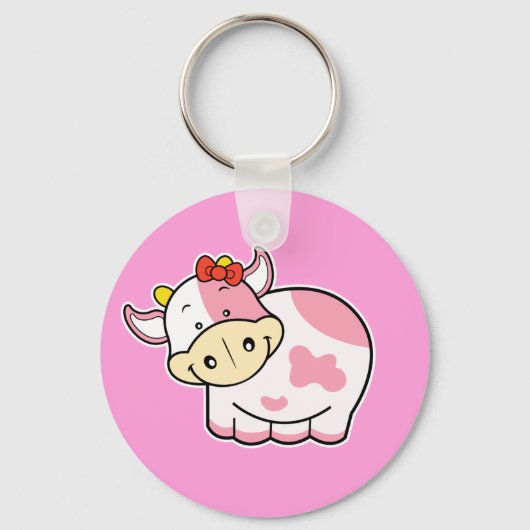 Porte-clés Porte - clé rose Vache mignon (Recto)