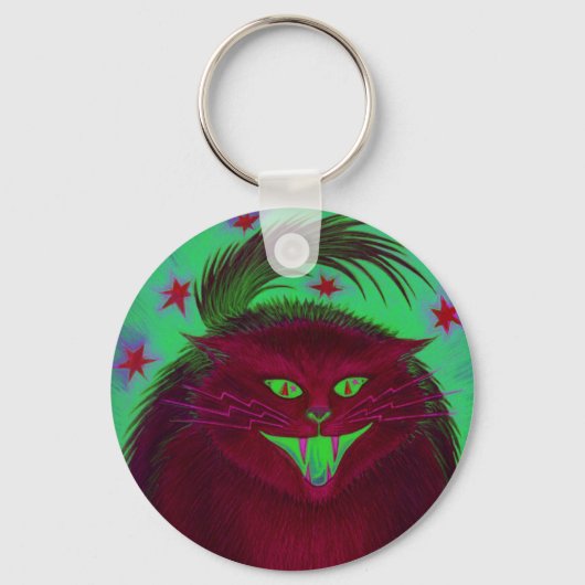 Porte-clés Porte - clé rouge chat effrayant (Recto)