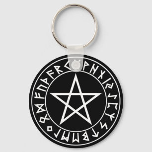 Porte-clés porte - clé Rune Pentacle sur noir