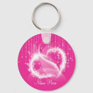 Porte-clés Porte - clé scintillant rose de coeurs
