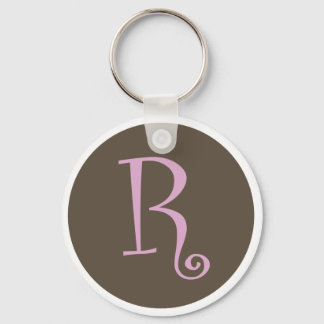 Porte-clés Porte - clé simple Brown et rose "R"