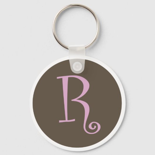 Porte-clés Porte - clé simple Brown et rose "R" (Recto)
