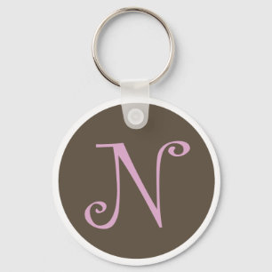 Porte-clés Porte - clé simplement Brown et rose "N "