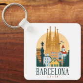 Porte-clés Porte - clé Skyline de Barcelone Espagne (Recto)
