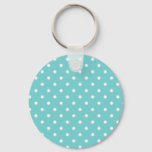 Porte-clés Porte - clé turquoise de point de polka de ciel