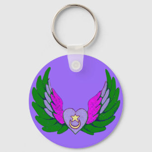 Porte-clés Porte - clé vert de coeur à ailes par Sufi