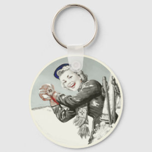 Porte-clés Porte - clé vintage avec la copie de vacances