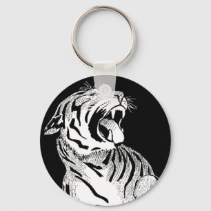 Porte-clés PORTE - CLÉ White Tiger Agressive Big Cat Snarling