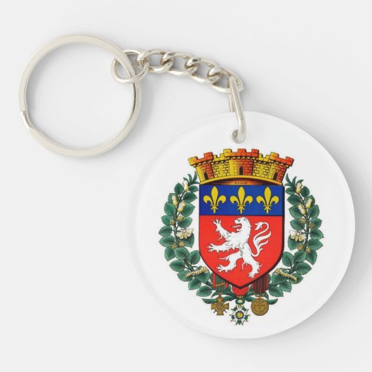 Porte-clés porte clef acrylique blason lyon (Devant)
