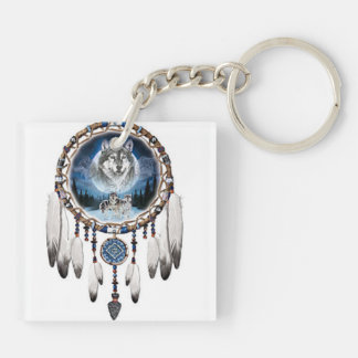 Porte-clés porte clef acrylique dreamcatcher loup couleur