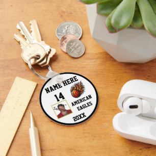 Porte-clés Porte - clés de basket-ball avec flamme Photo b@w