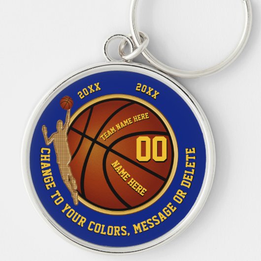 Porte-clés Porte - clés de basket-ball de bleu et d'or, (Devant)
