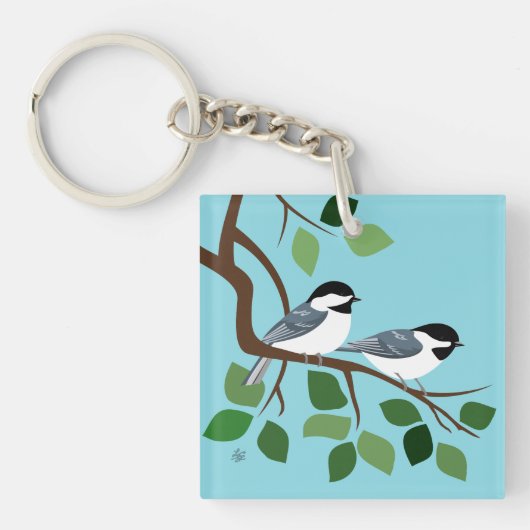 Porte-clés Porte - clés de Chickadees couverts par noir (Devant)