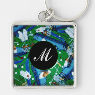 Porte-clés Porte - clés de golf Monogramme Blue & Green