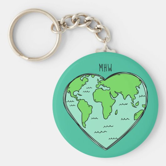 Porte-clés Porte - clés de monogramme personnalisés Earth Lov (Devant)