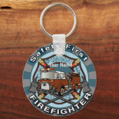 Porte-clés Porte - clés de pompiers de Sécurité d'abord (Recto)