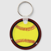 Porte-clés Porte - clés de softball de Bourgogne et Noir (Verso)