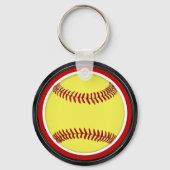 Porte-clés Porte - clés de softball rouge, noir, blanc (Verso)