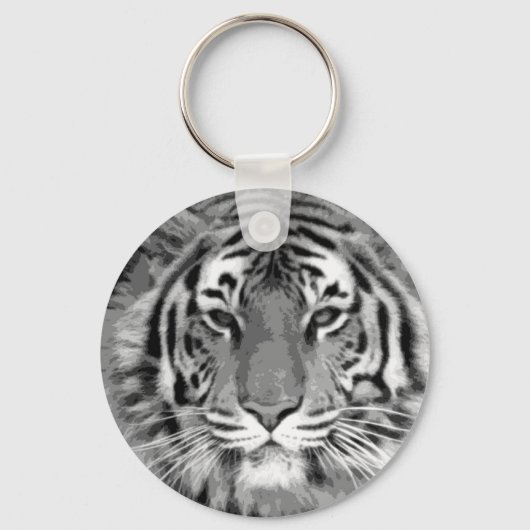 Porte-clés Porte - clés de tigre noir et blanc (Recto)