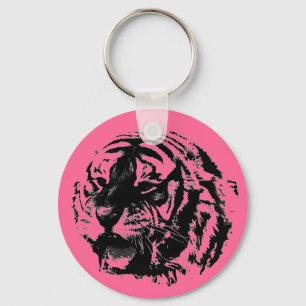 Porte-clés Porte - clés de tigre rose, noir et blanc
