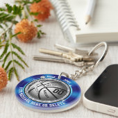 Porte-clés Porte - clés personnalisés bon marché bleus de (Devant droit)