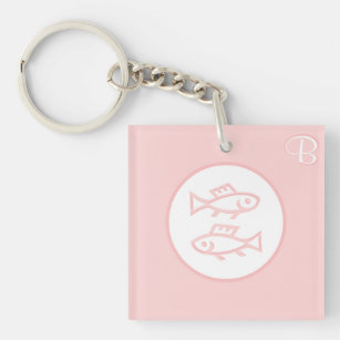 Porte-clés Porte - clés rose monogramme - Zodiac - Poissons