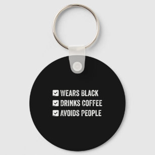 Porte-clés Porte du noir boit du café évite les gens