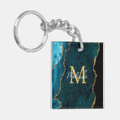 Porte-clés Porte en marbre bleu turquoise et or (Devant gauche)