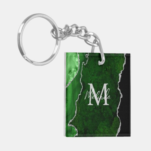 Porte-clés Porte en marbre vert et argent (Devant gauche)