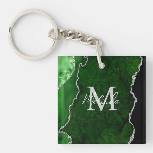 Porte-clés Porte en marbre vert et argent (Devant)