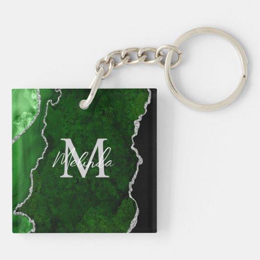 Porte-clés Porte en marbre vert et argent (Dos)