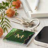 Porte-clés Porte en marbre vert et or (Devant Droit)