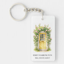 Porte jaune aquarelle Logo Agent immobilier