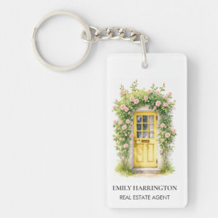 Porte-clés Porte jaune aquarelle Logo Agent immobilier