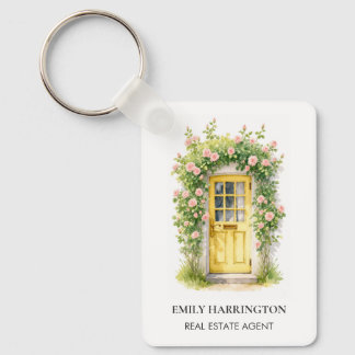 Porte-clés Porte jaune aquarelle Logo Agent immobilier