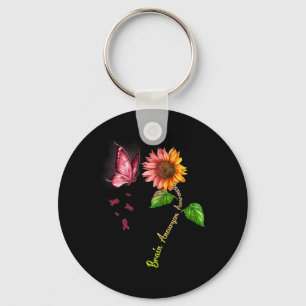 Porte-clés Porteur de tournesol papillon de sensibilisation à