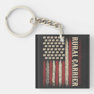 Porte-clés Porteur rural vintage drapeau USA pour courrier pa