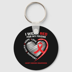Porte-clés Portez du rouge pour mon ami Maladie cardiaque Sen