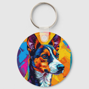 Porte-clés Portrait abstrait de chien Basenji