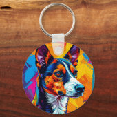 Porte-clés Portrait abstrait de chien Basenji (Recto)