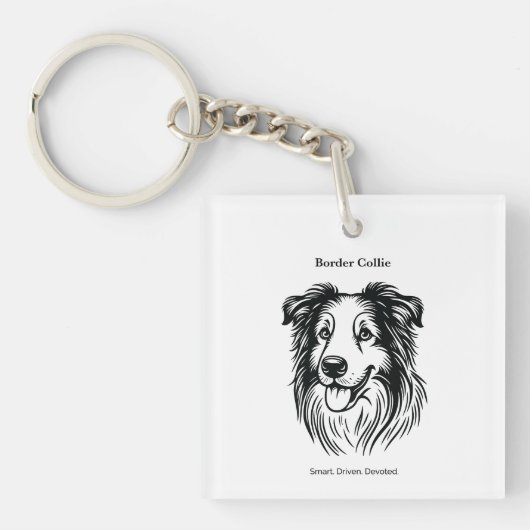 Porte-clés Portrait Collie Bordure (Devant)