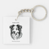 Porte-clés Portrait Collie Bordure (Dos)