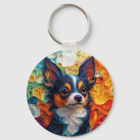 Porte-clés Portrait coloré Chihuahua Chig (Recto)
