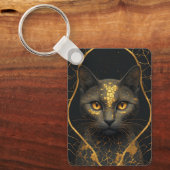 Porte-clés Portrait de chat à fracture dorée pièce maîtresse (Recto)