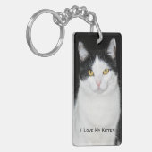 Porte-clés Portrait de chat noir et blanc (Devant gauche)