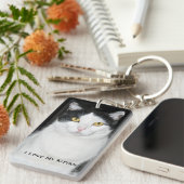 Porte-clés Portrait de chat noir et blanc (Devant droit)